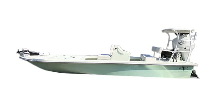 Microskiff gliding across a shallow flat